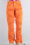 Orange damaged boot cut jeans