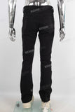 Black embroidered straight boot cut jeans