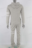 Grey embroidered patchwork hoodie and pants set