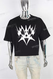 Black oversize digital print T shirt men