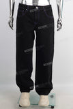Black purple edge straight jeans