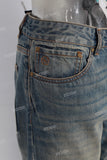 Blue straight leg tie jeans men