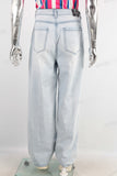 Blue straight acid washed jeans