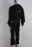 Embroidered patchwork hoodie and straight pants set