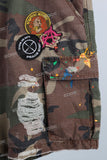 Camouflage patch damage denim shorts men