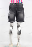 Black digital print boot cut short