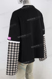 Black digital print patchwork long shirt