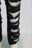 Waffle Double Fabric Black Distress Men Jeans