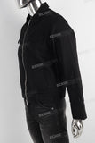 Black zip up denim jacket