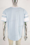 Blue digital print patchworkt shirt