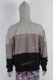 Grey patchwork zip up hooded jacket