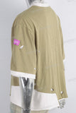 Digital print patchwork damaged t shirt