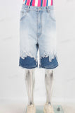Acid washed patchwork boot cut shorts