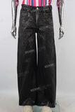 Black wax baggy boot cut jeans