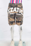 Camouflage digital print cargo boot cut short