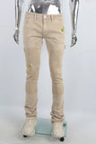 Golden Skinny Paint Splash Stacked Jeans Men