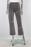 Brown digital print straight jeans women