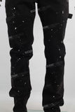 Black paint splatters patchwork jeans