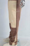 Coffee patchwork boot cut jeans