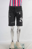 Damaged patchwork embroidered shorts