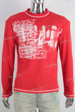 Red screen print slim fit shirt