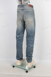 Blue straight leg tie jeans men