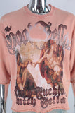 Orange oversize digital print raw hem t shirt