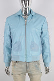 Blue leather patchwork jacket