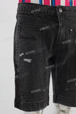 Damaged patchwork embroidered shorts