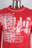 Red screen print slim fit shirt