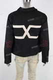 Black patchwork zip up jacket