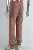 Coffee patchwork boot cut jeans