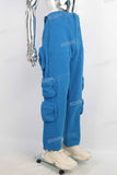 Blue cargo straight jeans men