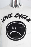 White screen print patchwork t shirt