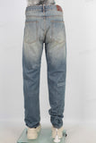 Blue straight leg tie jeans men
