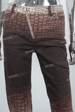 Digital print stack zip up jeans women