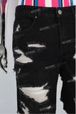 Waffle Double Fabric Black Distress Men Jeans