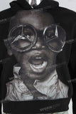 Black oversize digital print hoodie