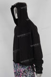 Heavyweight patchwork raw hem hoodie