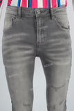 Black acid washed damaged skinny jeans