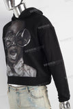 Black oversize digital print hoodie