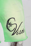 Green digital print boot cut knitting shorts