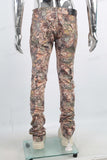 Digital print cargo stack jeans