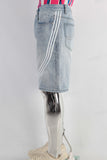 Blue patchwork denim shorts