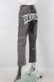 Brown digital print straight jeans women