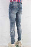 Damaged embroidered patchwork skinny jeans