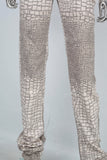 Yellow digital print stack zip up jeans women
