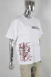 White heavyweight digital black border print t shi