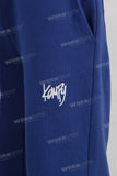 Blue double patchwork embroidered pants