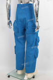 Blue cargo straight jeans men